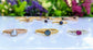 Raw gemstone beaded rings uniquely set in Fine 99.9 Silver and 18k Gold