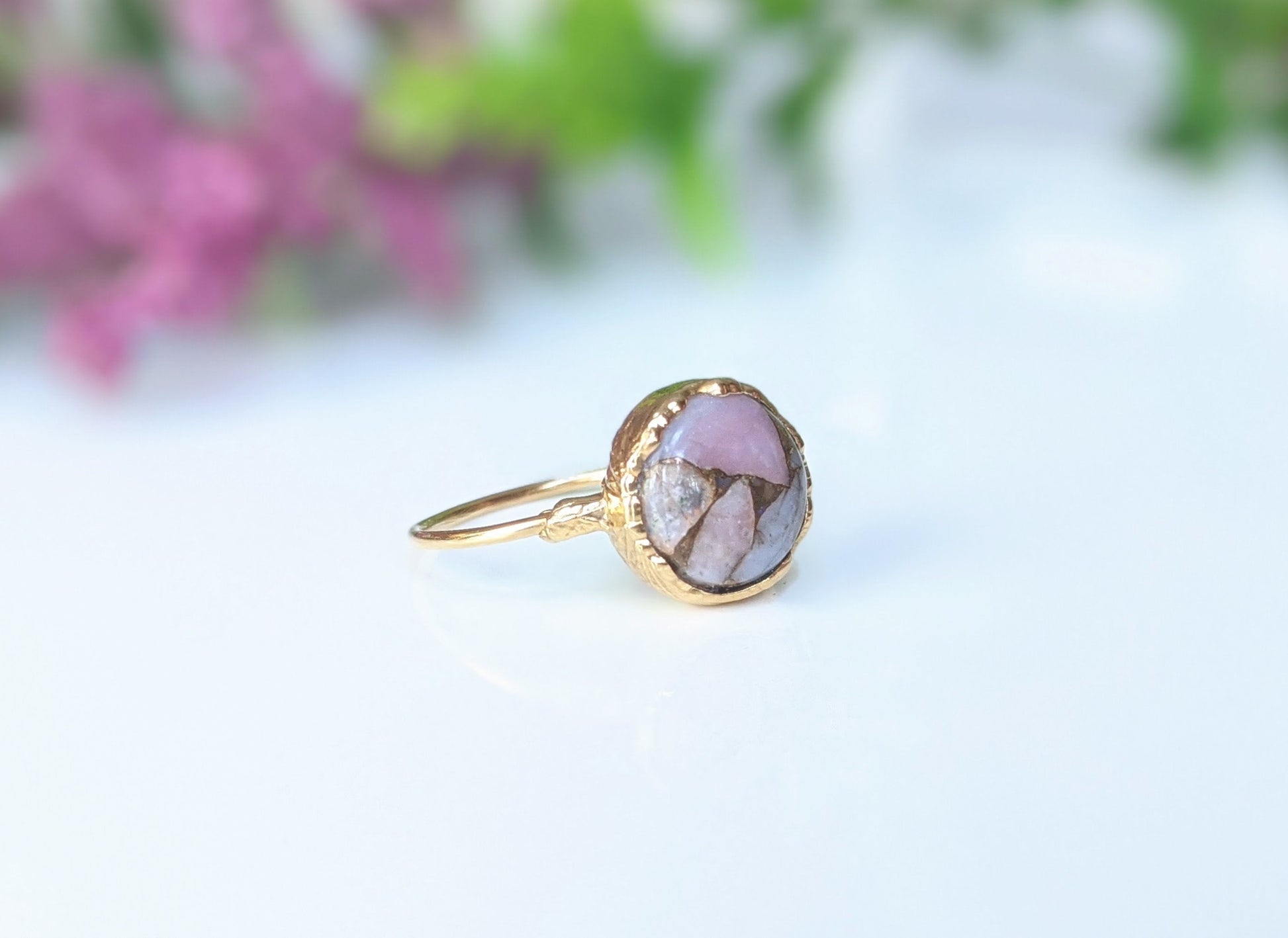 Raw Pink Opal Ring in Copper 3