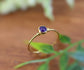 Dainty Amethyst February birthstone stacking ring in unique 18k Gold setting