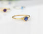 Dainty Sapphire September Birthstone Stacking ring in unique 18k Gold setting
