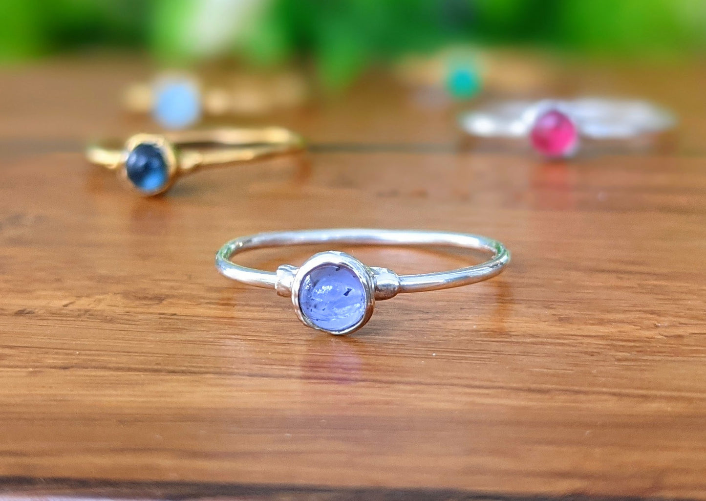 Dainty Tanzanite December birthstone stacking ring in Sterling silver or 18k Gold