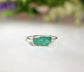 Raw Emerald ring set in unique Fine 99.9 Silver setting