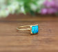 Square Blue Opal ring in unique 18k Gold setting