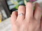 Raw pink tourmaline and rough diamond ring