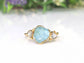 Raw Aquamarine and rough diamond Twig Engagement ring in 18k Gold