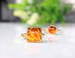 Square Baltic Amber ring in unique 18k Gold setting