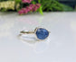 Blue Kyanite ring in unique Fine 99.9 Silver setting