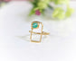 Raw Peruvian Opal ring~Gold Geometrical ring~Statement ring~Geometric jewelry~Raw stone ring~Gold Opal ring~Rectangular ring~Gift for her
