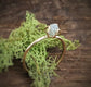 Raw diamond Solitaire Engagement ring in 18k Gold Flower Prong setting