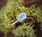 Raw Aquamarine Solitaire Engagement Ring in 18k Gold Flower Prong setting