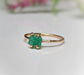 Raw Green Emerald Solitaire Engagement ring in 18k Gold prongs