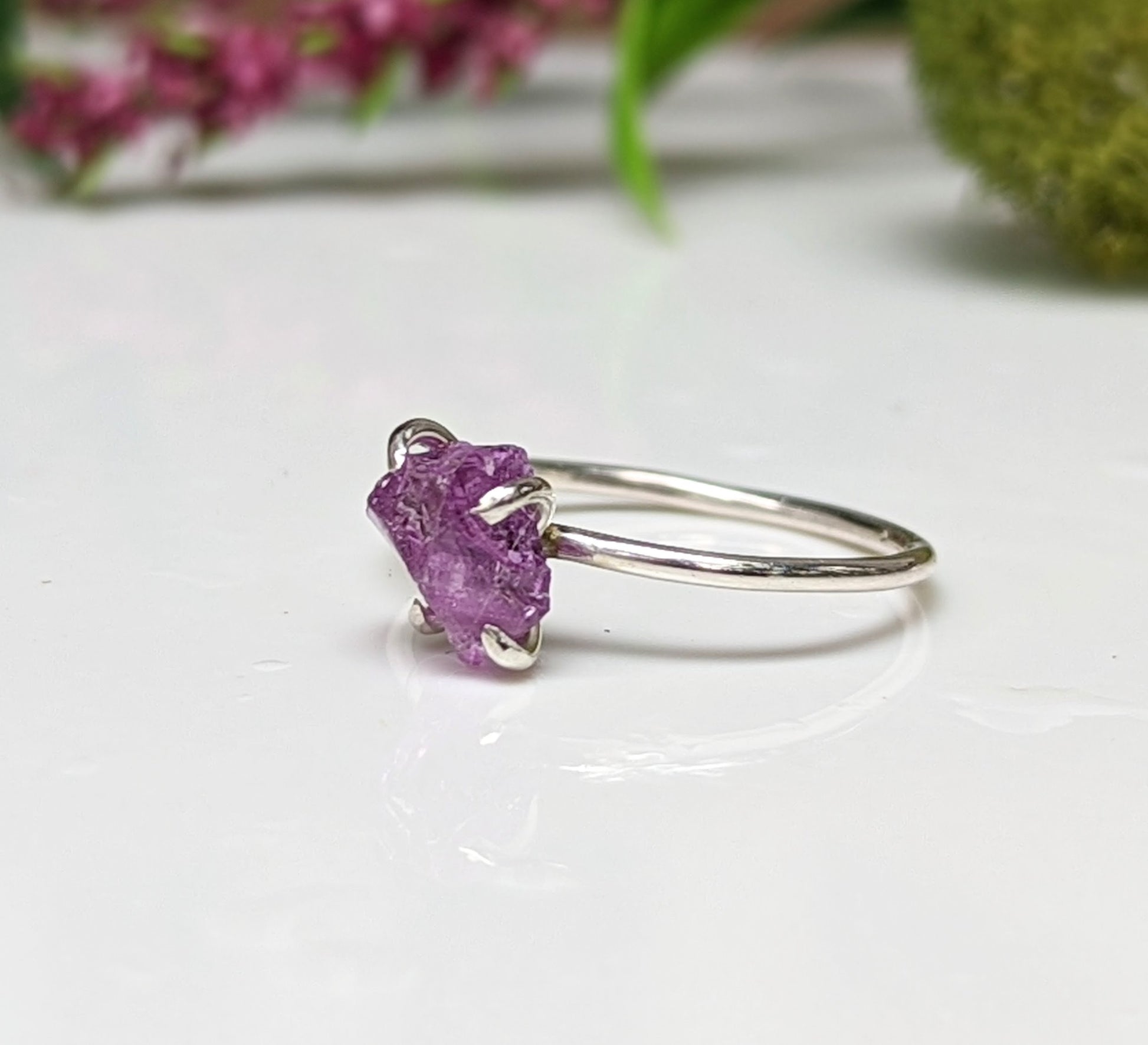 Raw Alexandrite Solitaire Engagement ring in Sterling Silver