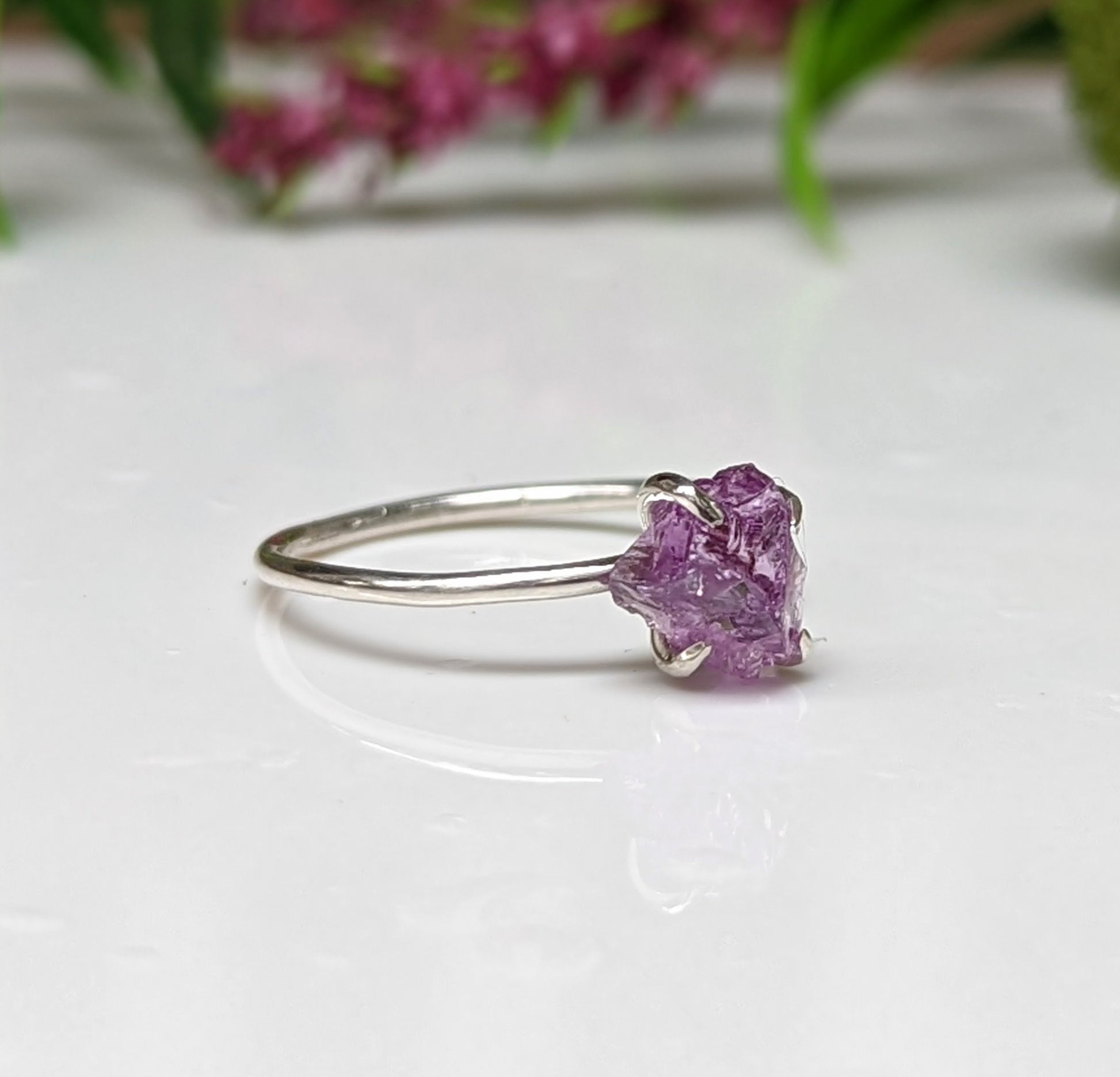 Raw Alexandrite Solitaire Engagement ring in Sterling Silver