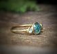 Moss Agate and Herkimer diamond Engagement Ring in 18k Gold