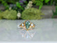 Kite shape Moss Agate and Herkimer Diamond Engagement Ring 18k Gold
