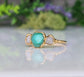 Raw Emerald and rough uncut diamond engagement ring in 18k Gold