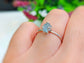 Raw Aquamarine Solitaire Engagement Ring in Sterling Silver Flower Prong setting