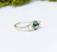 Moss Agate & Herkimer diamond engagement ring in Fine 99.9 Silver