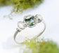 Moss Agate & Herkimer diamond engagement ring in Fine 99.9 Silver