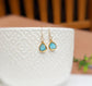 Natural Amazonite drop earrings in unique 18k Gold setting
