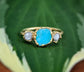 Raw Peruvian Opal and diamond ring in Solid 14k Gold