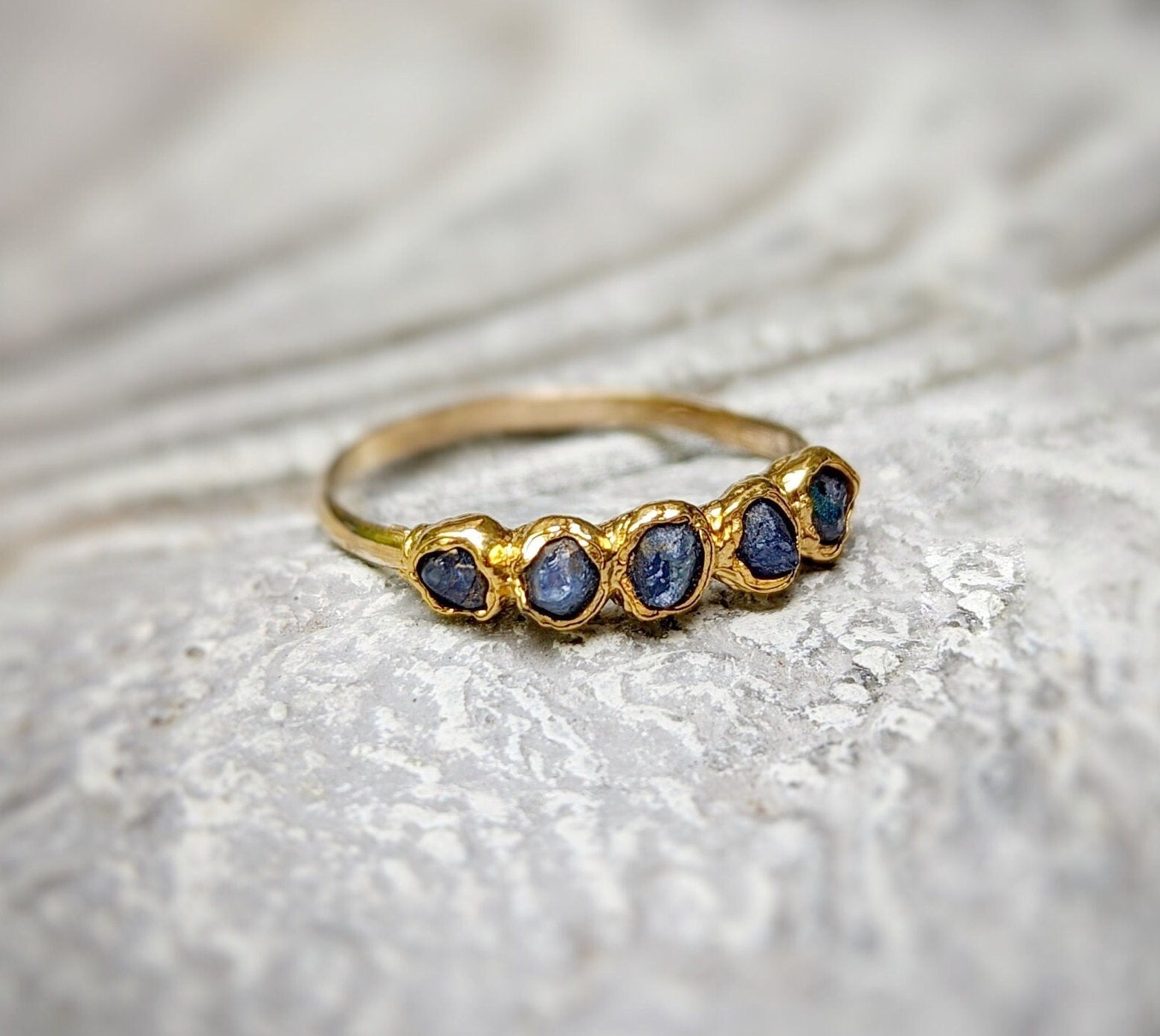 Raw Sapphire Multi-stone ring - Moondrop Creations