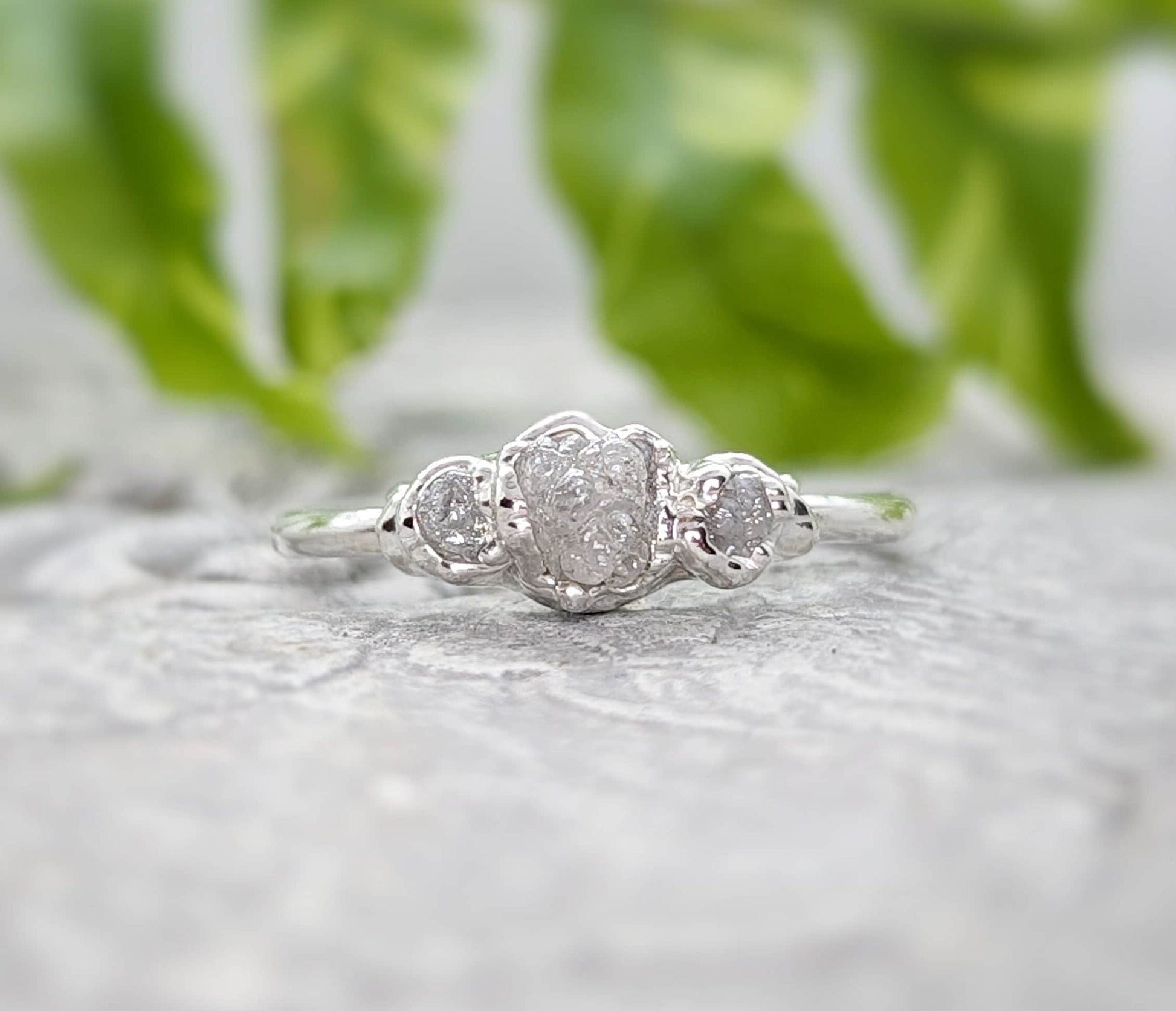 Raw Natural Diamond Engagement Ring