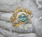 Raw Montana Sapphire and diamond bridal ring set