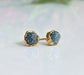 Raw uncut Blue Diamond stud earrings in unique 18k Gold setting