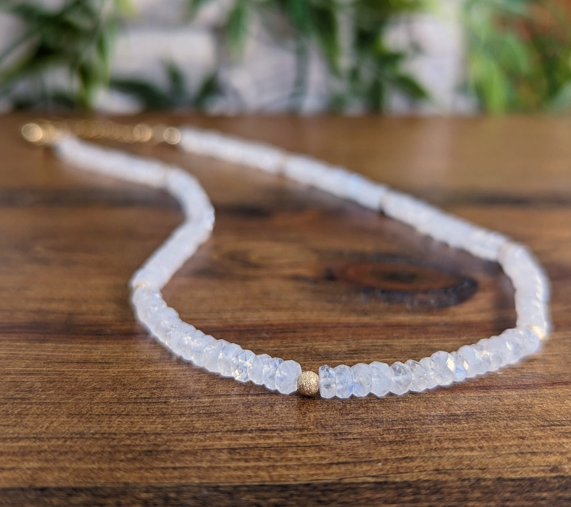 Top Grade Natural Faceted Rainbow Moonstone Beads Necklace 16