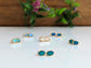 Australian Opal stud earrings in unique 18k Gold setting