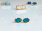 Blue Australian Opal stud earrings in unique 18k Gold setting