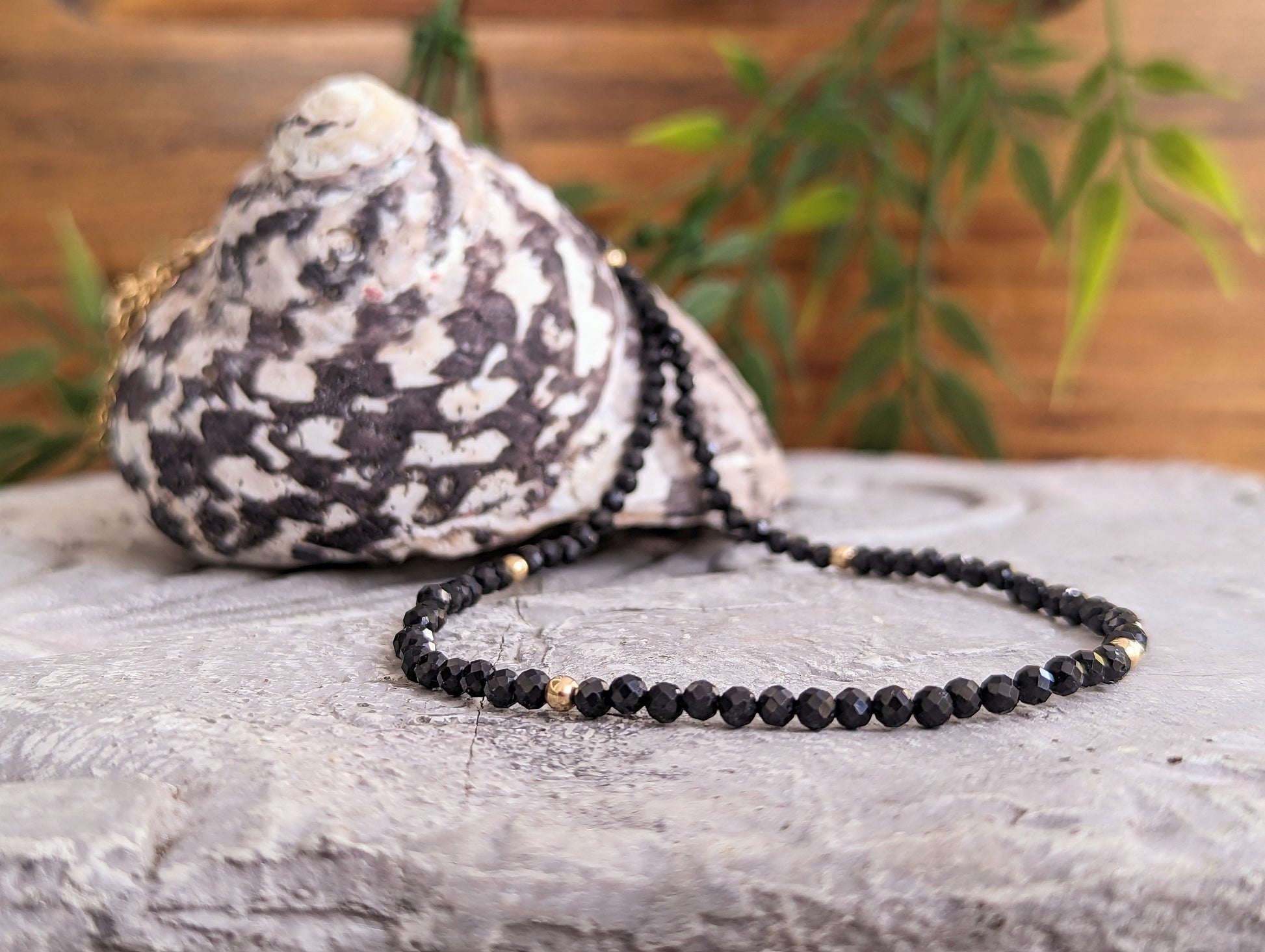 Necklace - Black and white spinel and clay beads – Soup to Nuts, Inc