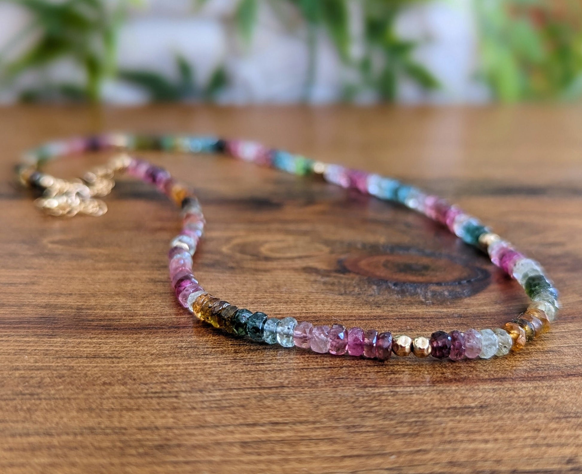 Solid Gold 14K Multi Sapphire Beaded Necklace, Layering Colorful Sapphire  Necklace - Valltasy