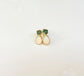 Raw green Emerald and Australian Opal stud earrings in unique 18k Gold setting
