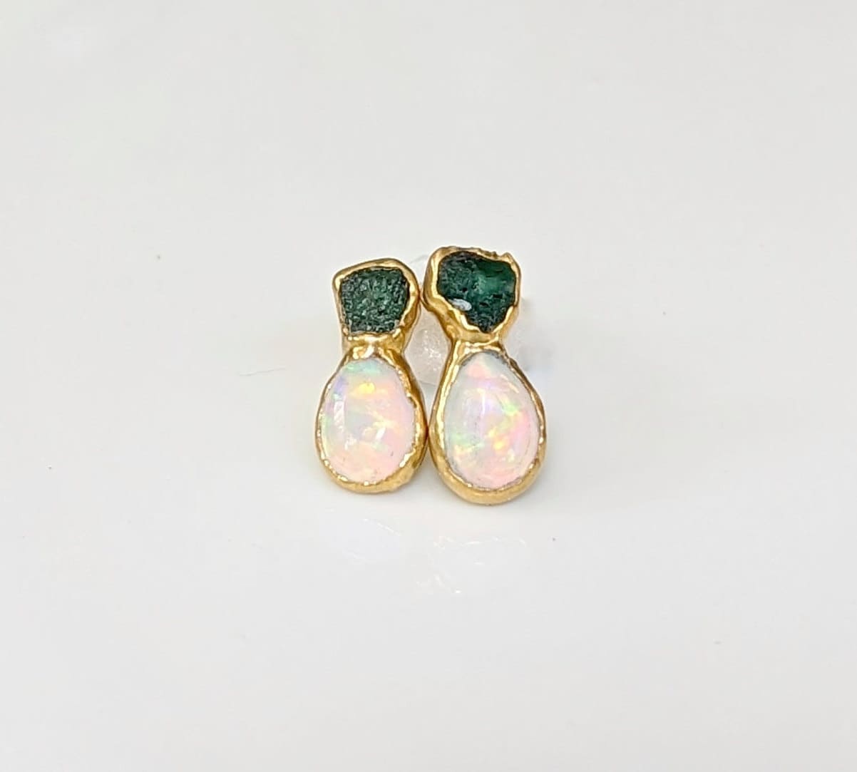 Enameled gold kissed small stud earrings – Rising Jewelry by Kiona Elliott
