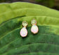 Raw green Peridot and Australian Opal stud earrings in unique 18k Gold setting