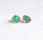 Natural green Emerald stud earrings in unique 18k Gold setting