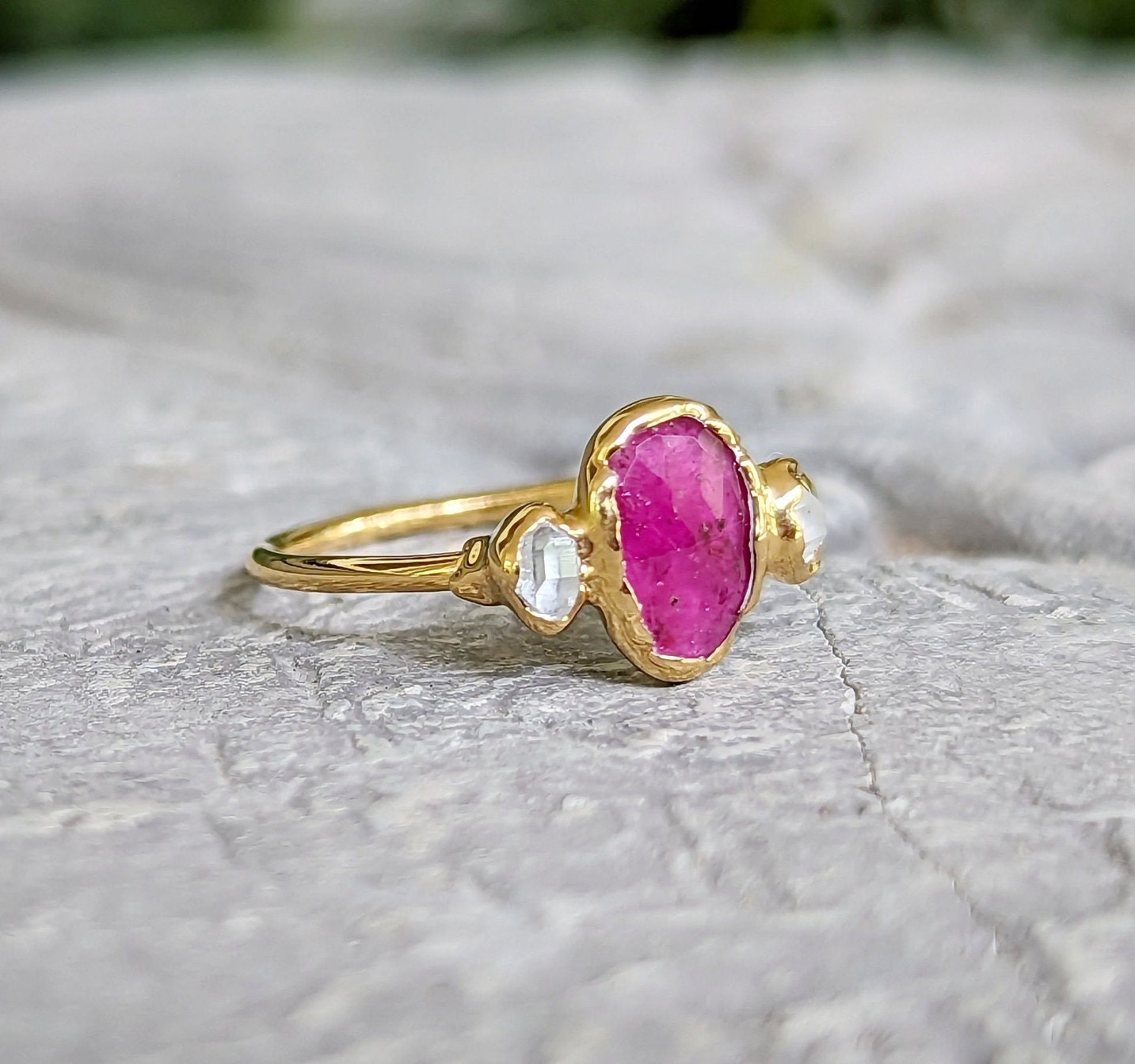 Rubellite Tourmaline Diamond Engagement Ring - Main Image