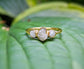 Raw uncut 3-diamond engagement ring in 18k Gold