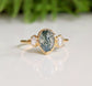 Moss Agate and Herkimer diamond engagement ring - Pear shape Moss Agate ring