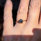Raw uncut Black diamond solitaire engagement ring in Solid 14k Gold