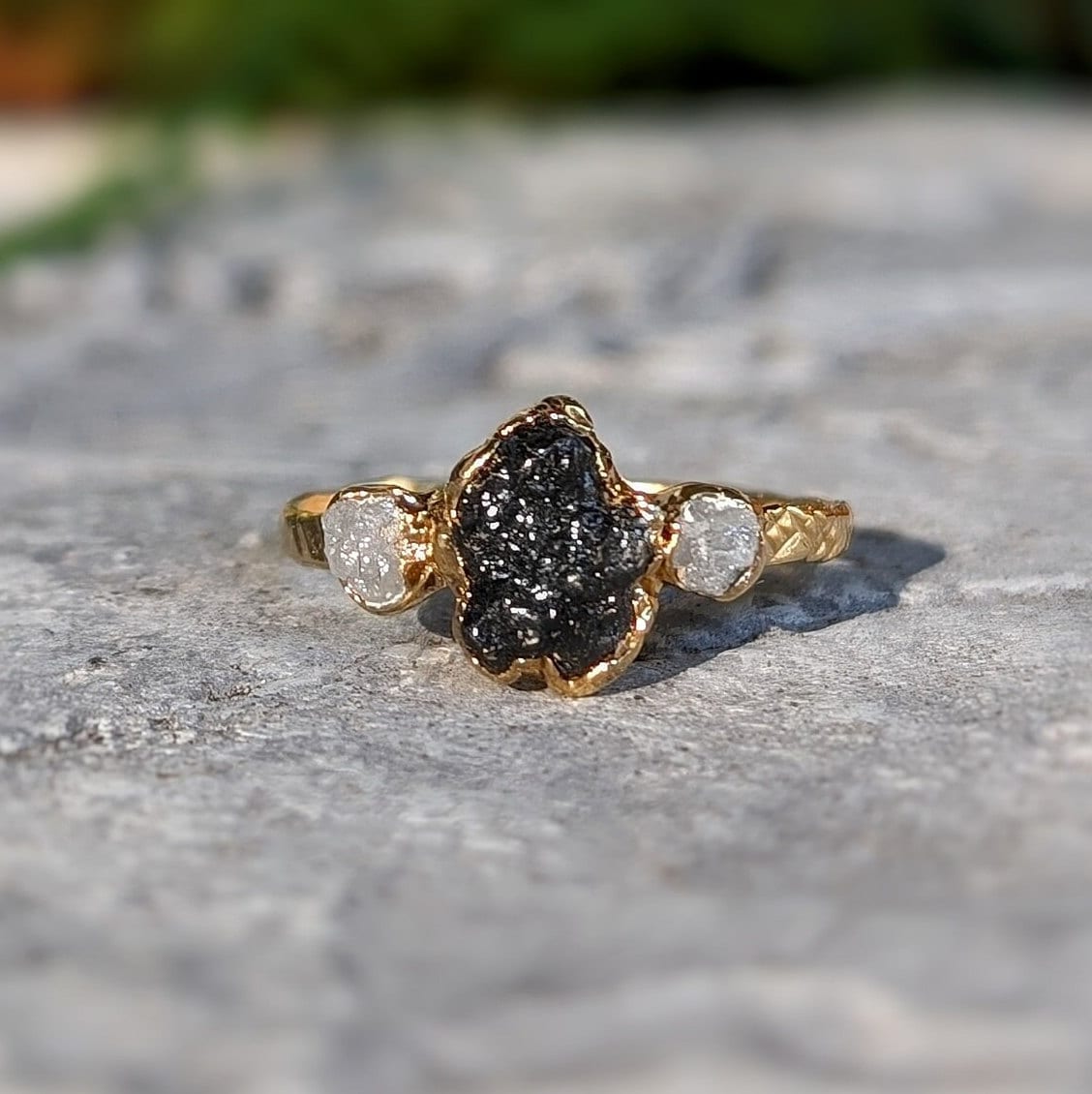 Diamond Stone Black Uncut Diamond Ring Raw Uncut Black Diamond