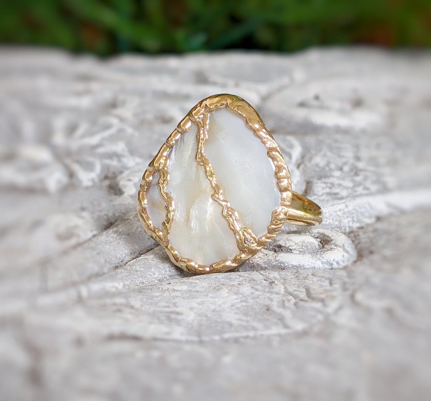 Mother of Pearl Kintsugi ring