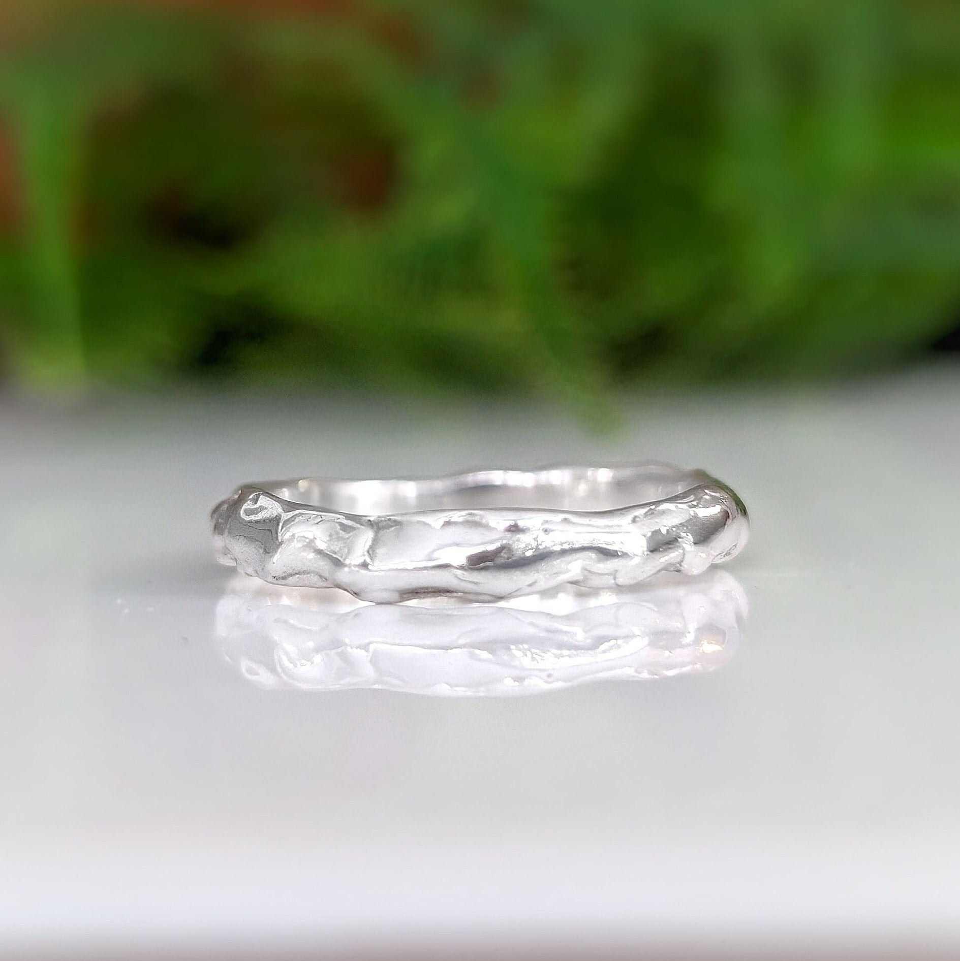Solid Sterling Silver molten textured band