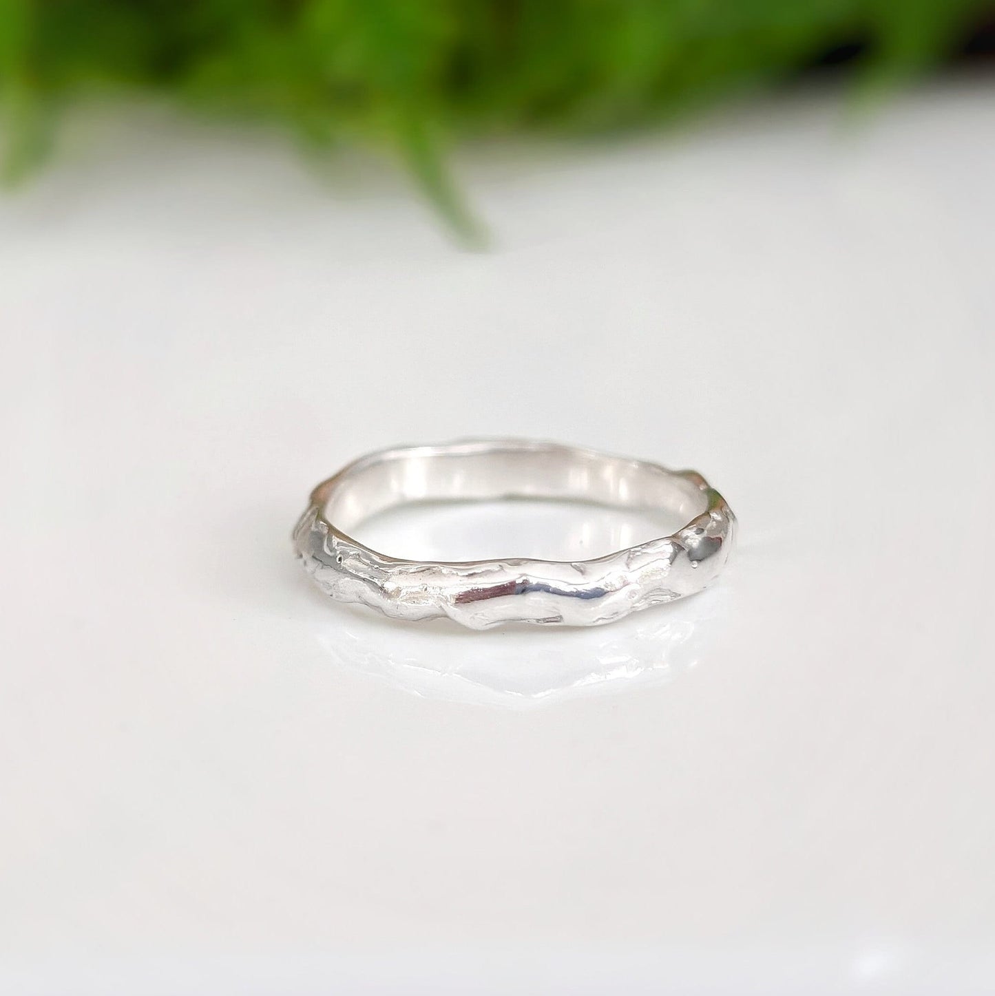 Solid Sterling Silver molten textured band