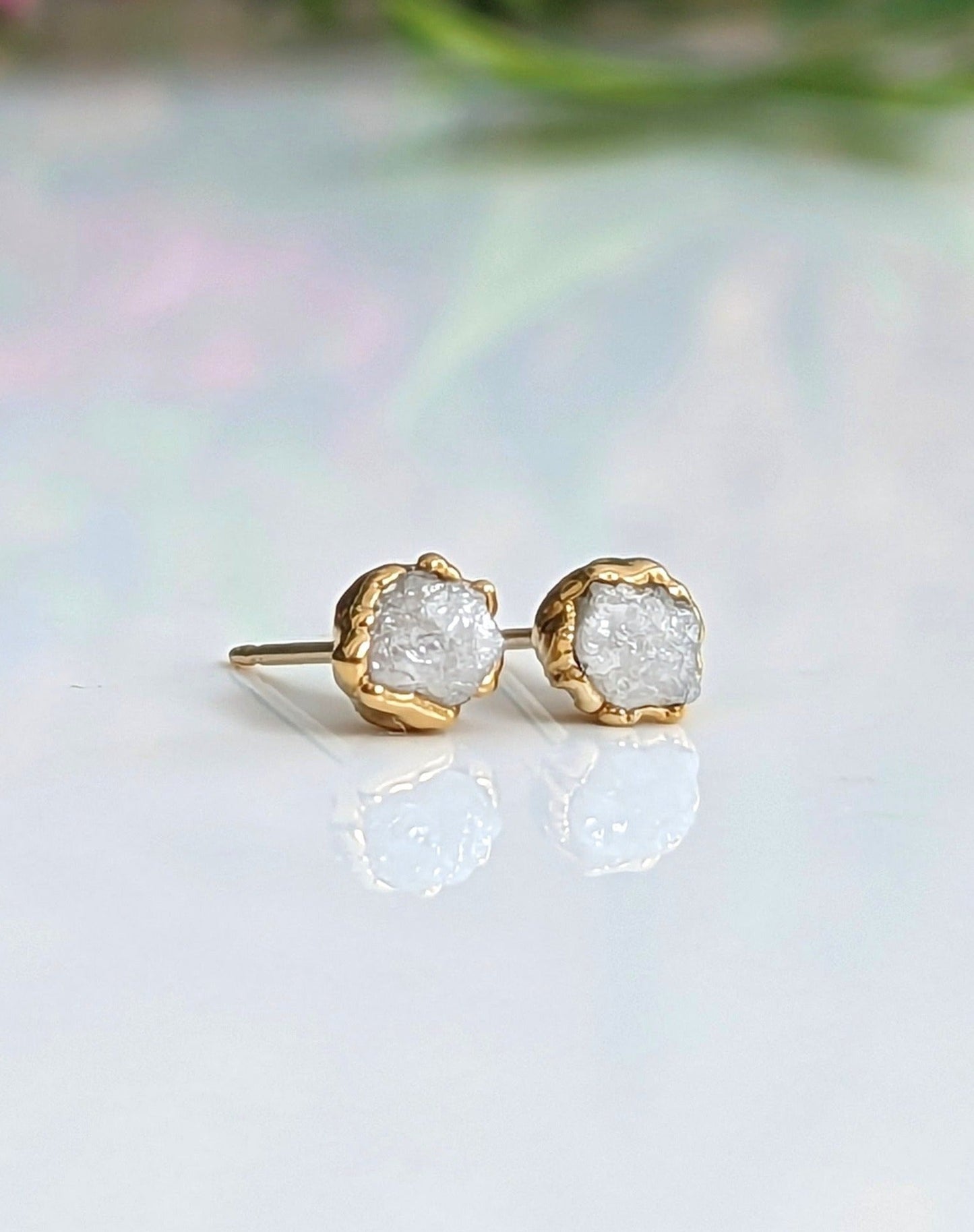 Raw cut diamond earrings Clearance